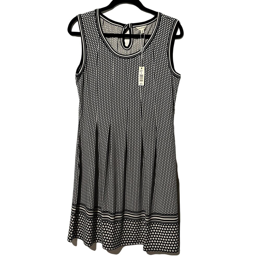 Max Studio NWT Sleeveless Midi Round Neck Pleated Dress Women's Size Large